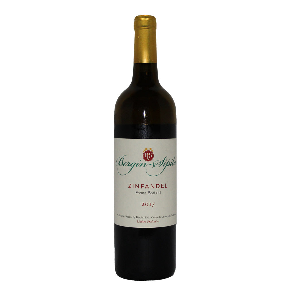 Bottle of Bergin-Sipila Zinfandel red wine.