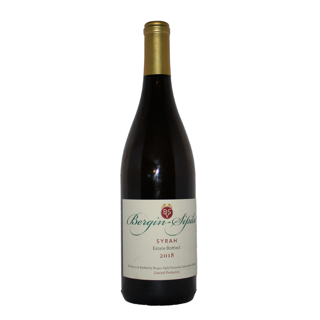 Bottle of Bergin-Sipila Syrah red wine.