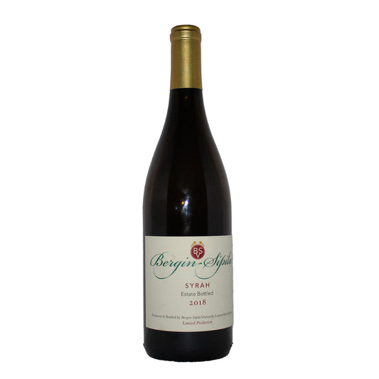 Bottle of Bergin-Sipila Syrah red wine.