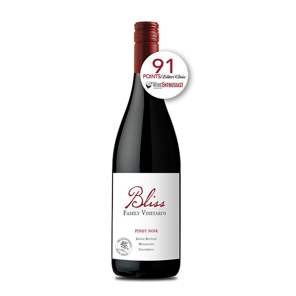 Bottle of Bliss Pinot Noir wine, Available from Renard Creek in Northern California