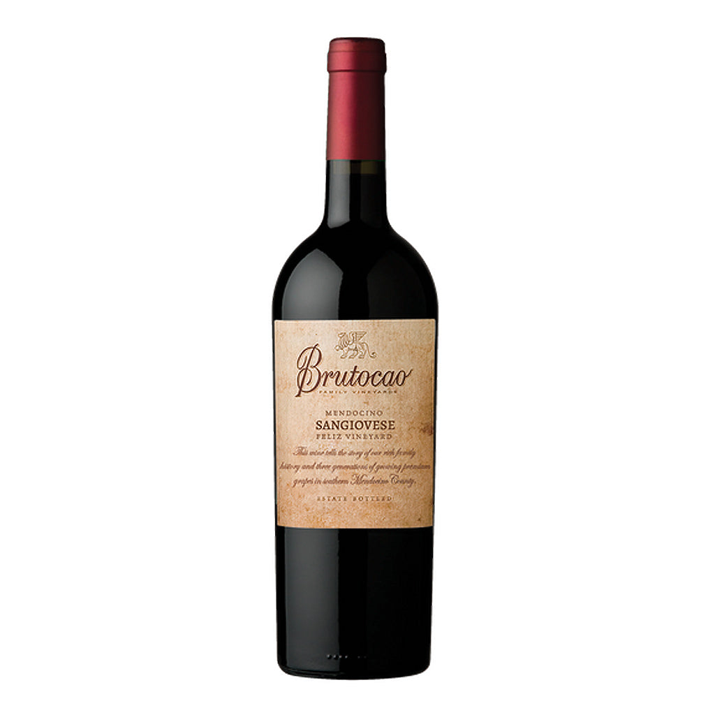 Bottle of Brutocao Sangiovese wine, Available from Renard Creek in Northern California