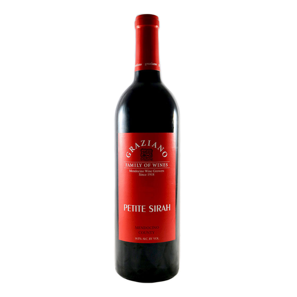 Graziano petite Sirah red wine, like that available from Renard Creek in Northern California.