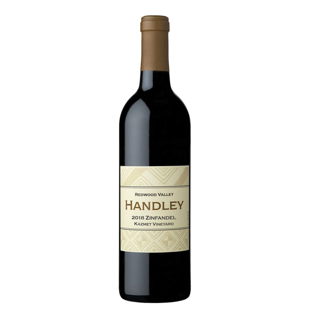Bottle of Handley Cellars Zinfandel kazmet from the redwood region in Northern California.