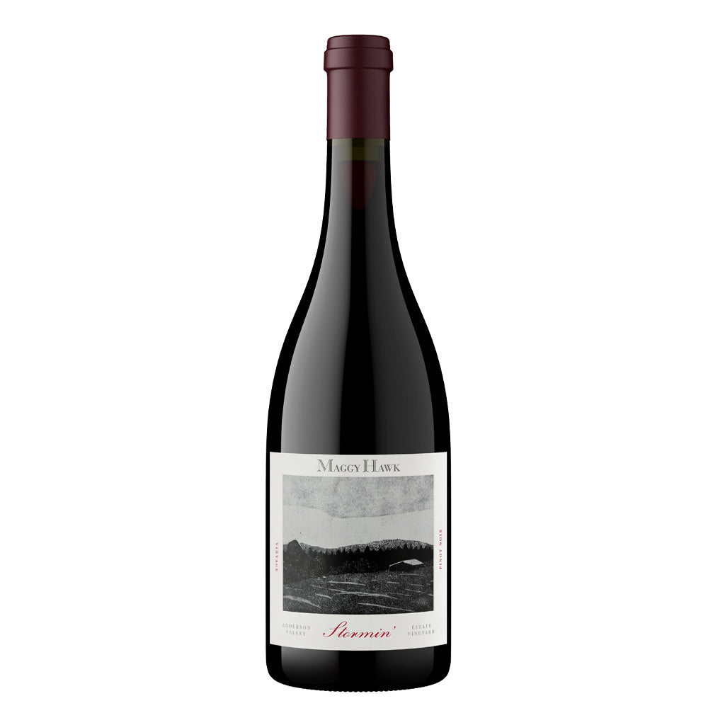 Bottle of amazing Maggy Hawk Afleet Pinot Noir Wine, available through Renard Creek.