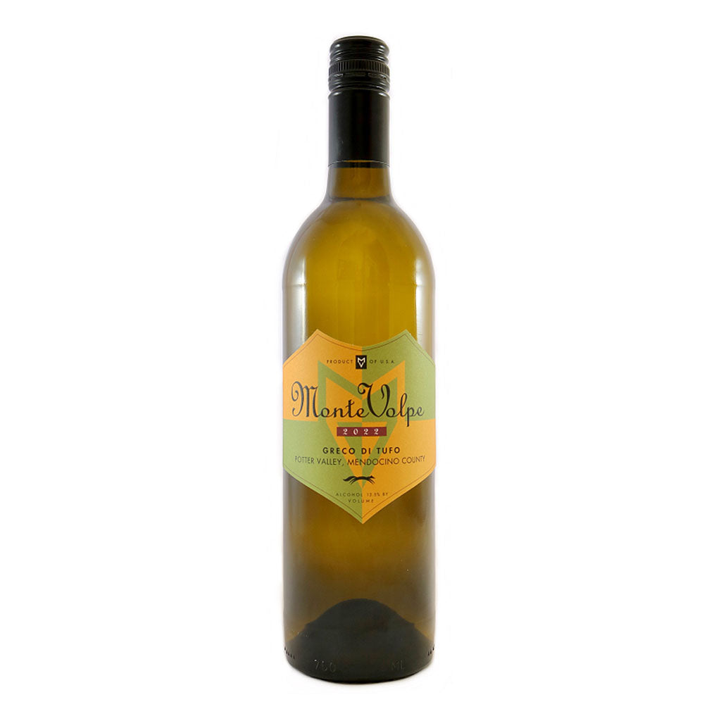 Bottle of Monte Volpe Greco di Tufo wine. 