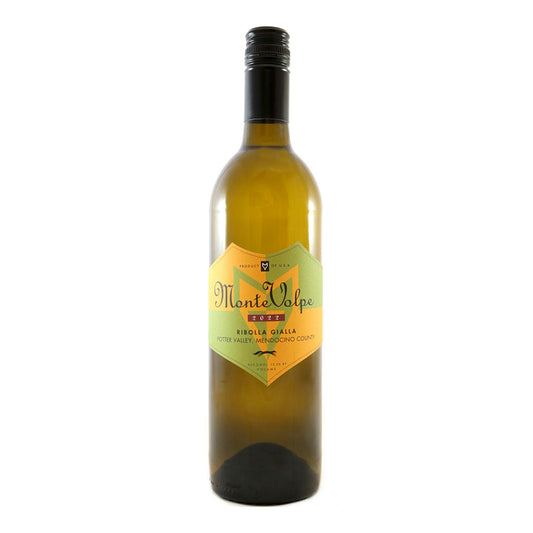 Bottle of Monte Volpe Ribolla Gialla wine..