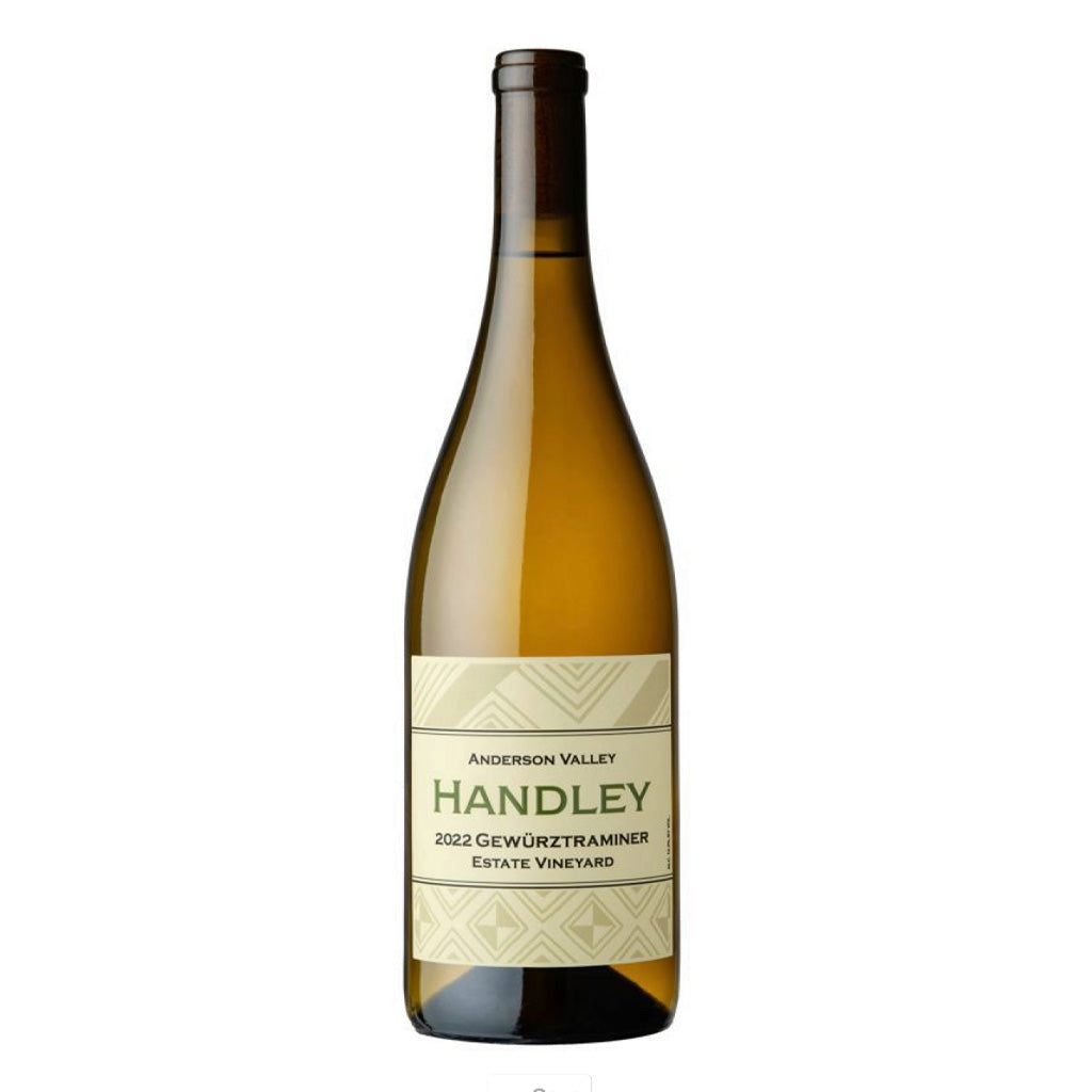 Bottle of Handley Cellars Gewurztraminer wine.