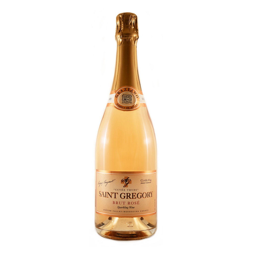 Image of golden bottle of Saint Gregory brut, available from Renard Creek in Northern California