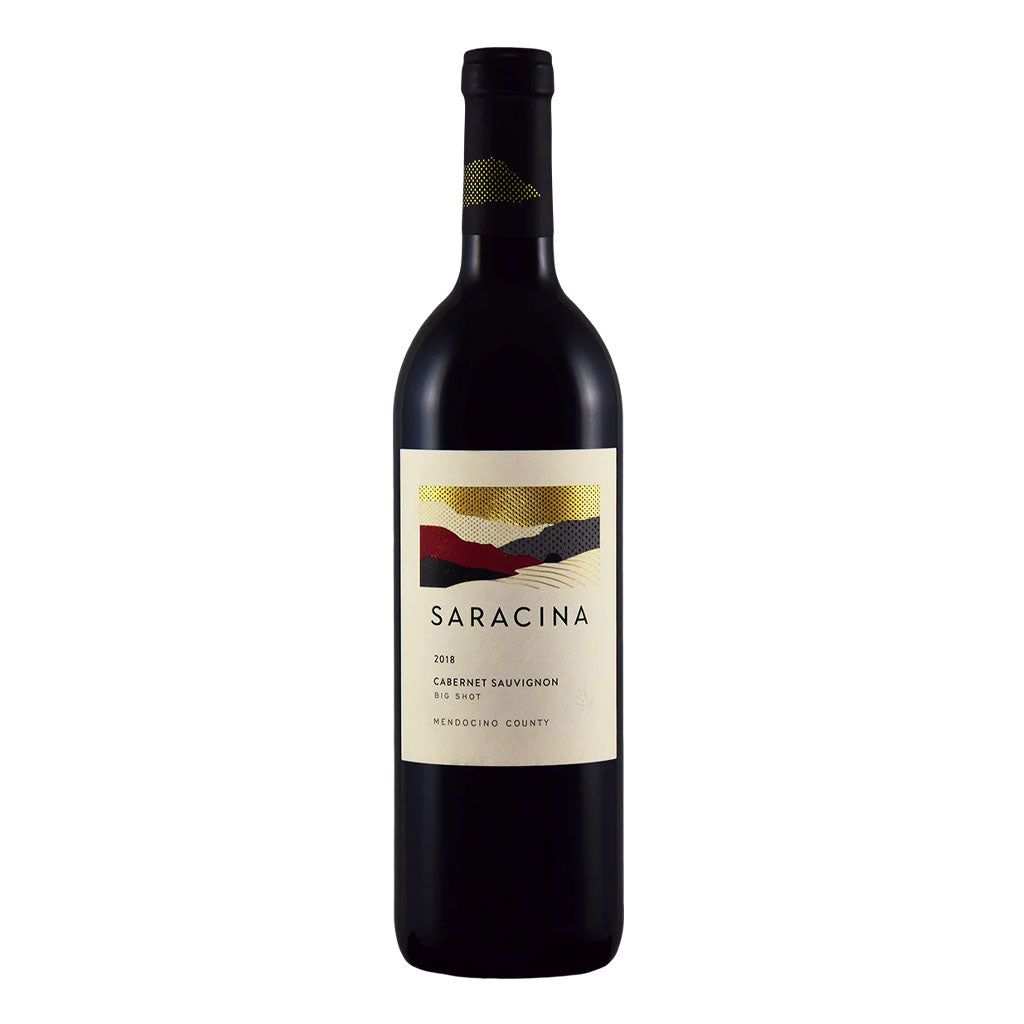 Bottle of Saracina "Big Shot" Cabernet Sauvignon red wine, Like that available from Bernard Creek in Northern California.