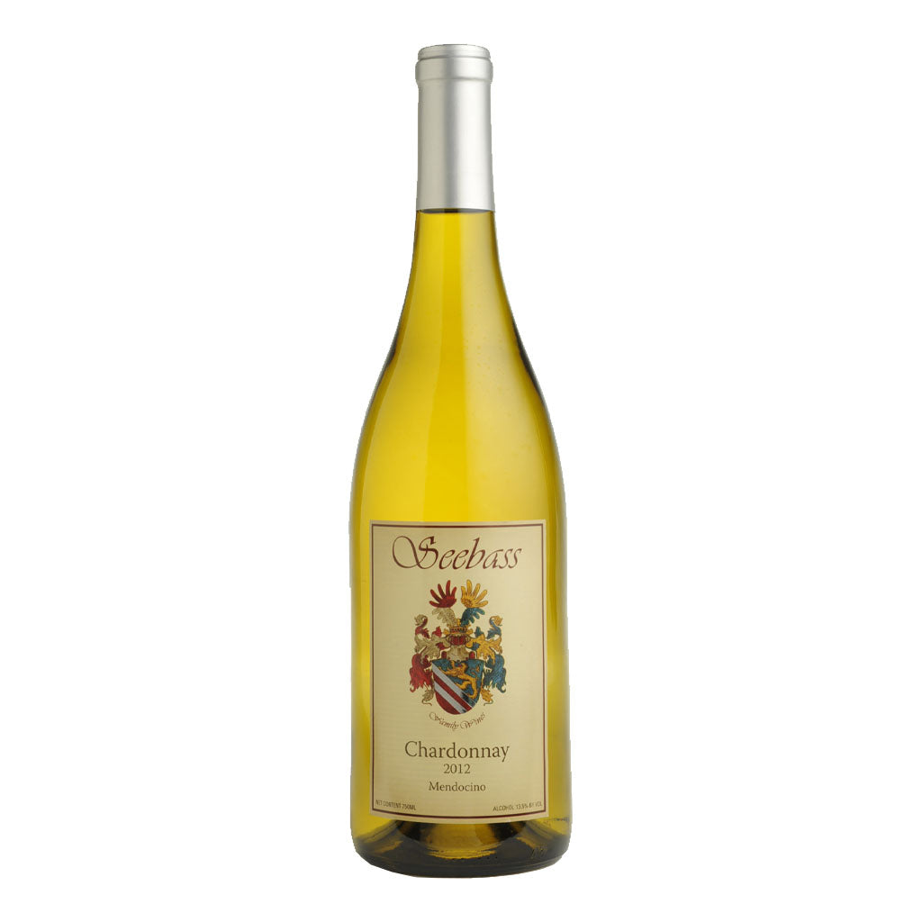 Bottle of Seebass Family Chardonnay wine, available from Renard Creek in Northern California